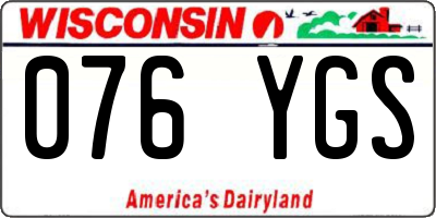 WI license plate 076YGS