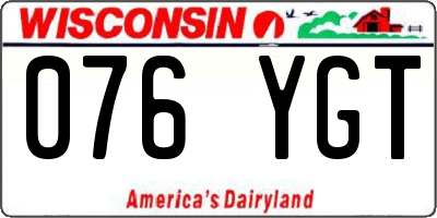 WI license plate 076YGT