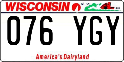 WI license plate 076YGY