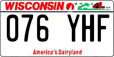 WI license plate 076YHF