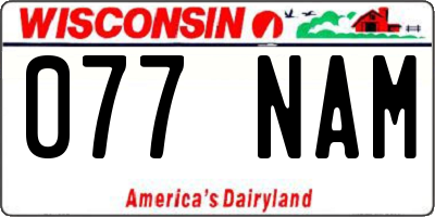 WI license plate 077NAM