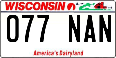 WI license plate 077NAN