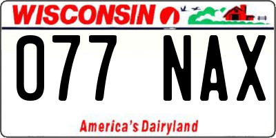 WI license plate 077NAX