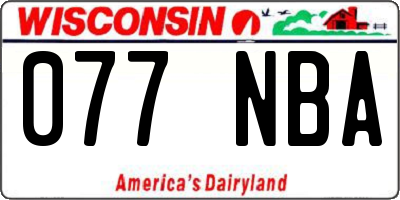 WI license plate 077NBA