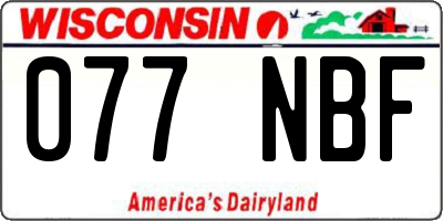 WI license plate 077NBF