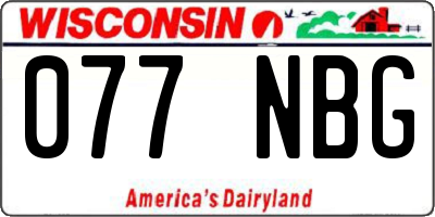 WI license plate 077NBG