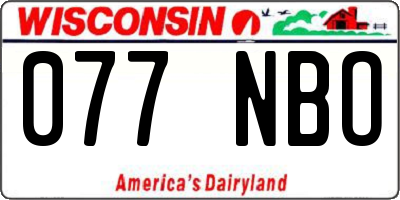 WI license plate 077NBO