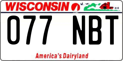 WI license plate 077NBT
