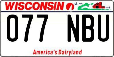 WI license plate 077NBU