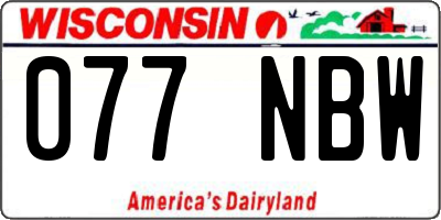 WI license plate 077NBW