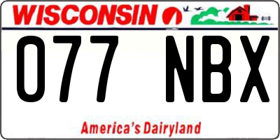 WI license plate 077NBX