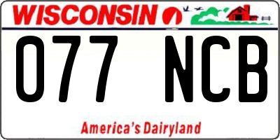 WI license plate 077NCB