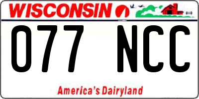 WI license plate 077NCC