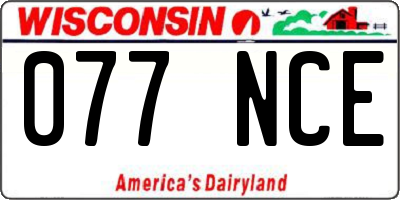 WI license plate 077NCE