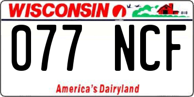 WI license plate 077NCF