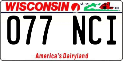 WI license plate 077NCI