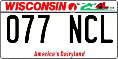 WI license plate 077NCL