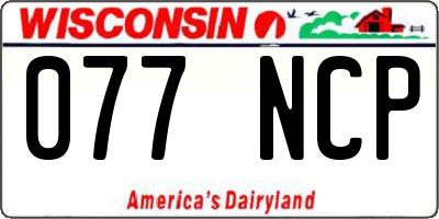 WI license plate 077NCP