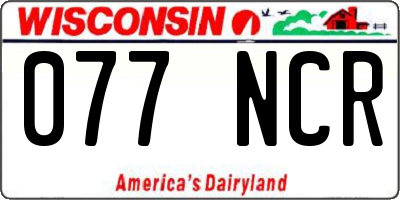 WI license plate 077NCR