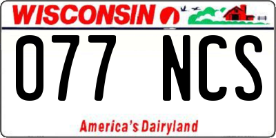 WI license plate 077NCS