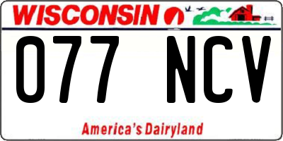 WI license plate 077NCV