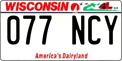 WI license plate 077NCY