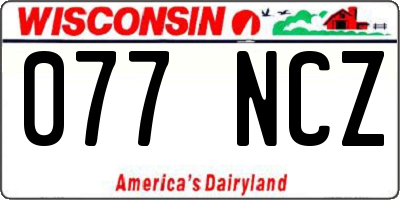 WI license plate 077NCZ