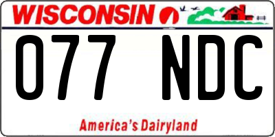 WI license plate 077NDC