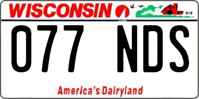 WI license plate 077NDS
