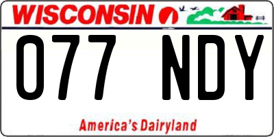 WI license plate 077NDY