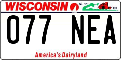 WI license plate 077NEA