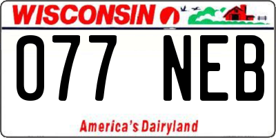 WI license plate 077NEB