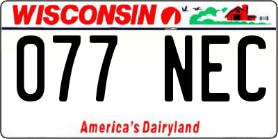 WI license plate 077NEC