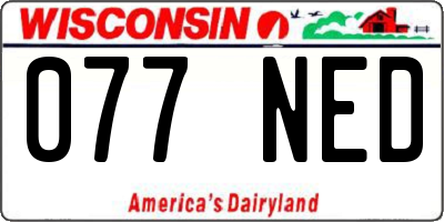 WI license plate 077NED