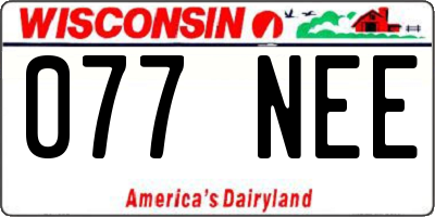 WI license plate 077NEE