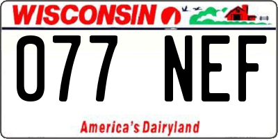 WI license plate 077NEF