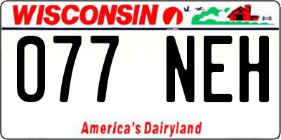 WI license plate 077NEH