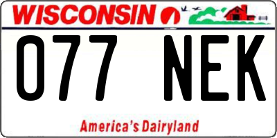 WI license plate 077NEK
