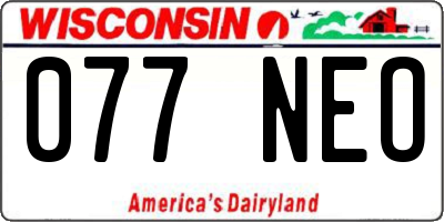 WI license plate 077NEO