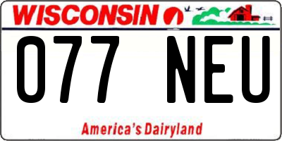 WI license plate 077NEU