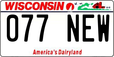 WI license plate 077NEW
