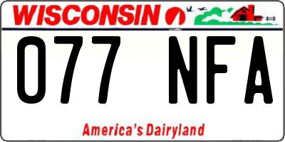 WI license plate 077NFA