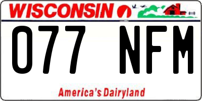 WI license plate 077NFM