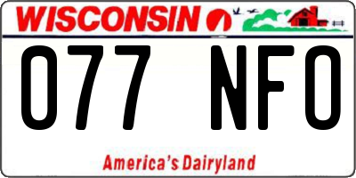 WI license plate 077NFO