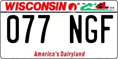 WI license plate 077NGF