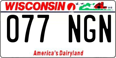 WI license plate 077NGN