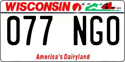 WI license plate 077NGO