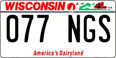 WI license plate 077NGS