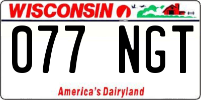 WI license plate 077NGT