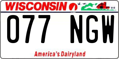 WI license plate 077NGW